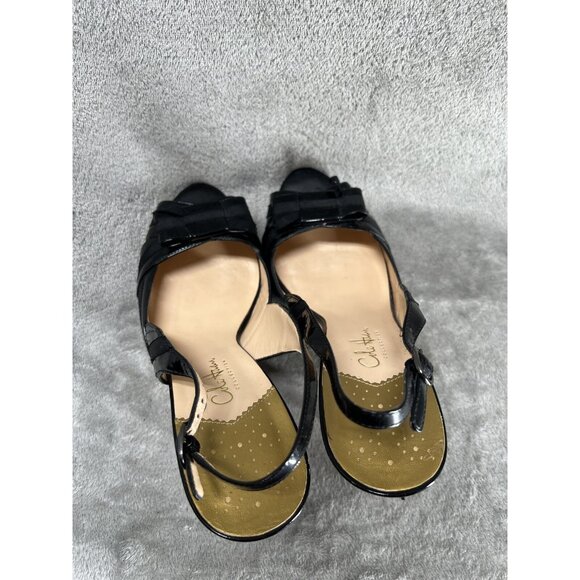 Cole Haan NikeAir Black LEATHER Slingback 4.5" Heels Woman’s US 9.5 Open Toe - Picture 8 of 13